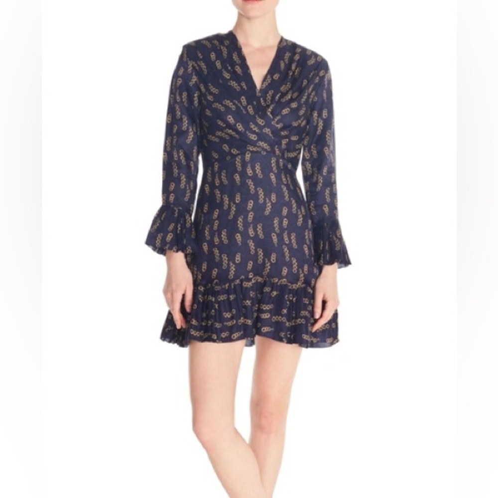 NWT Sandro Milly Ruffled Printed Mini Dress